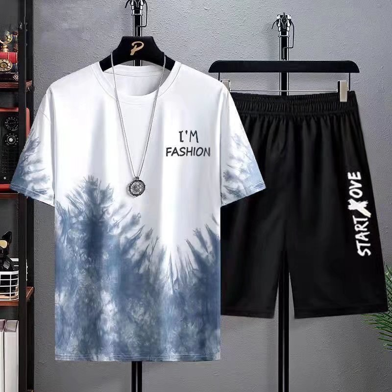 Men's Summer Short Sports Suit Leisure Short Sleeve Men's T-shirt And Shorts 2Pcs MEN'S Sets