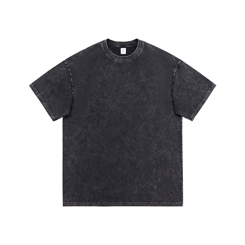 Men Bulk Raglan Sleeve Custom Printed Oversized with Half Heavyweight Gray Acid Wash 100% Cotton T-Shirt