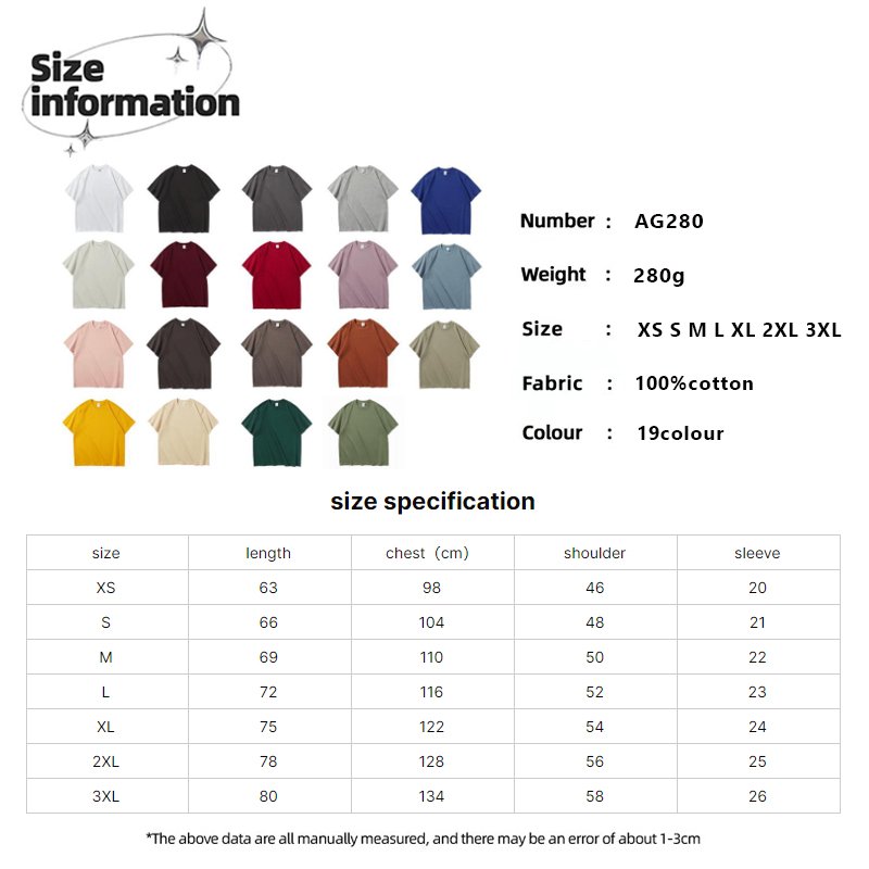 Wholesale 280gsm Oversized Heavyweight Mens T-Shirt 100% Cotton Black with Blank Design Custom Logo Puff Print
