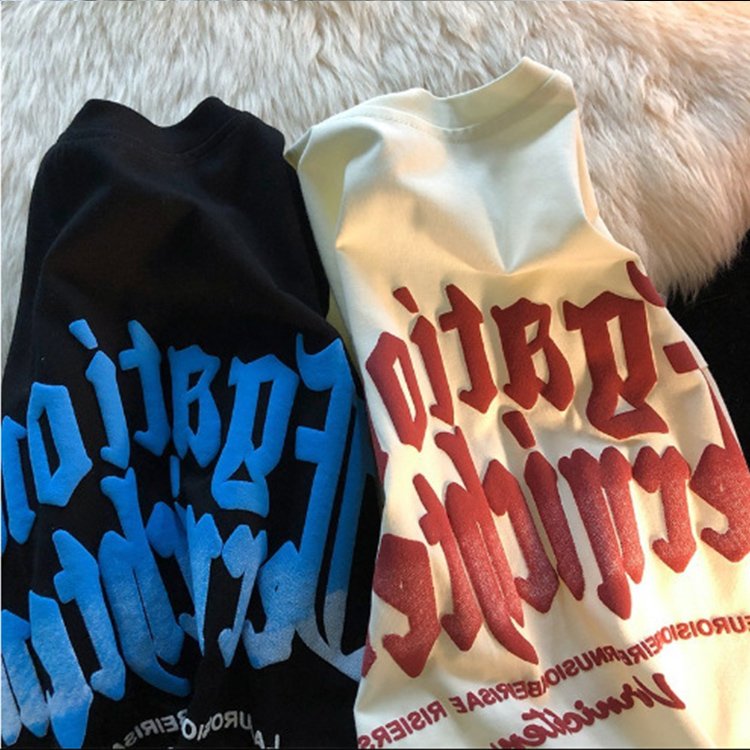 Oem Tee 100% Cotton Oversized Men's T-shirts Heavy Weight Screen Printing T Shirt Custom Logo Men Foam 3D Puff Print Tshirts