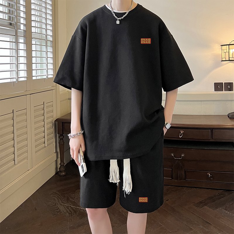 Summer men's suit T-shirt shorts suit short-sleeved top pants suit breathable casual running two-piece
