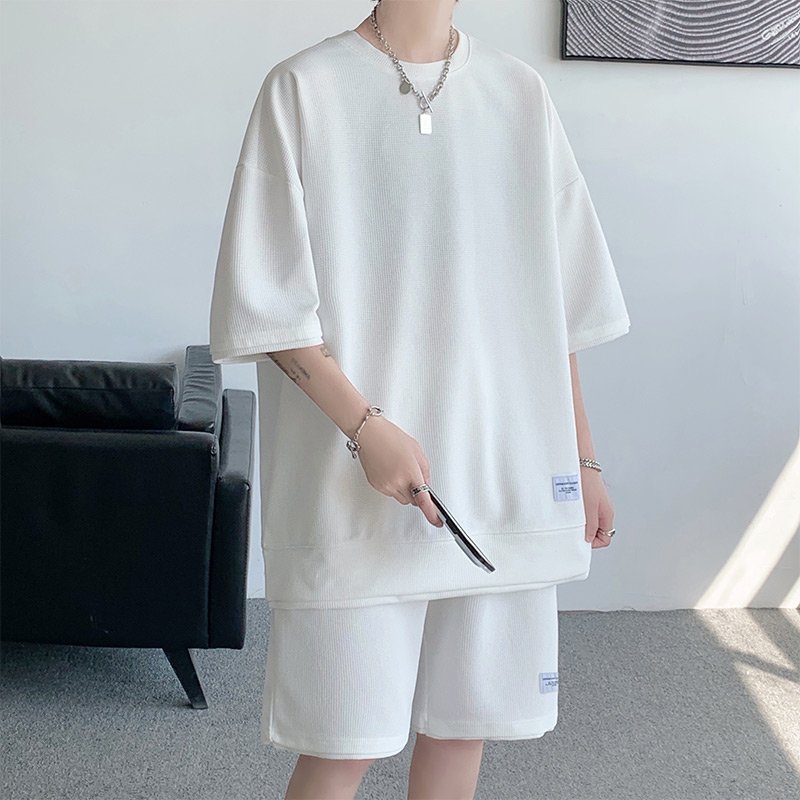 Summer men's suit T-shirt shorts suit short-sleeved top pants suit breathable casual running two-piece