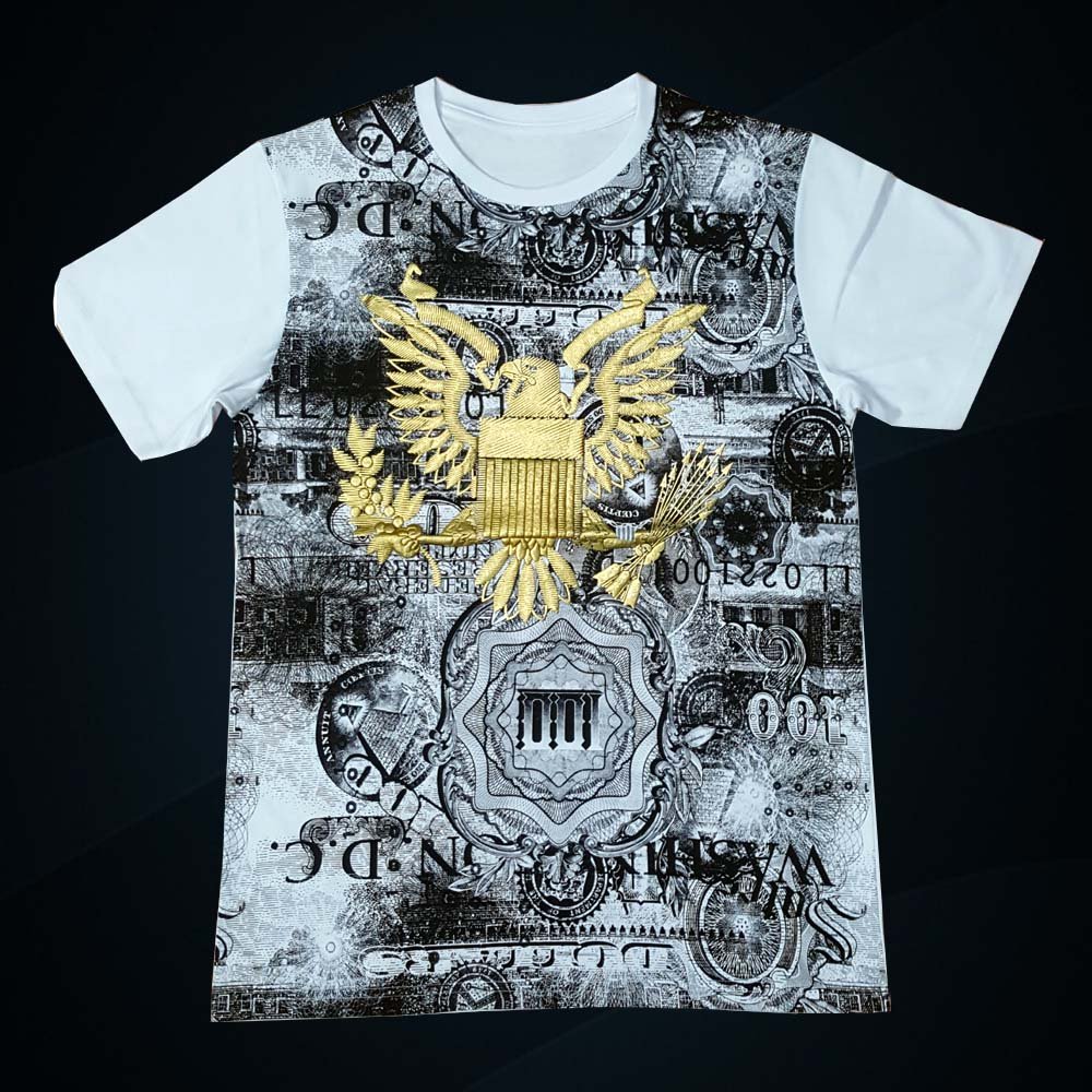High quality most popular brand 100% cotton plain dyed foil print design Men's t Shirt
