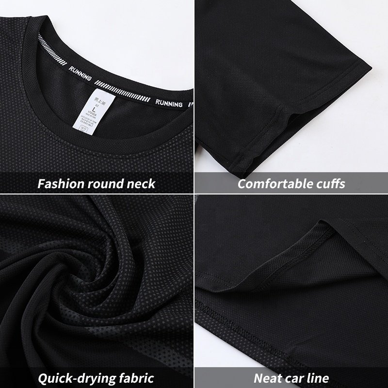 Custom Logo Sports Breathable Polyester Spandex Tops Men's T Shirt