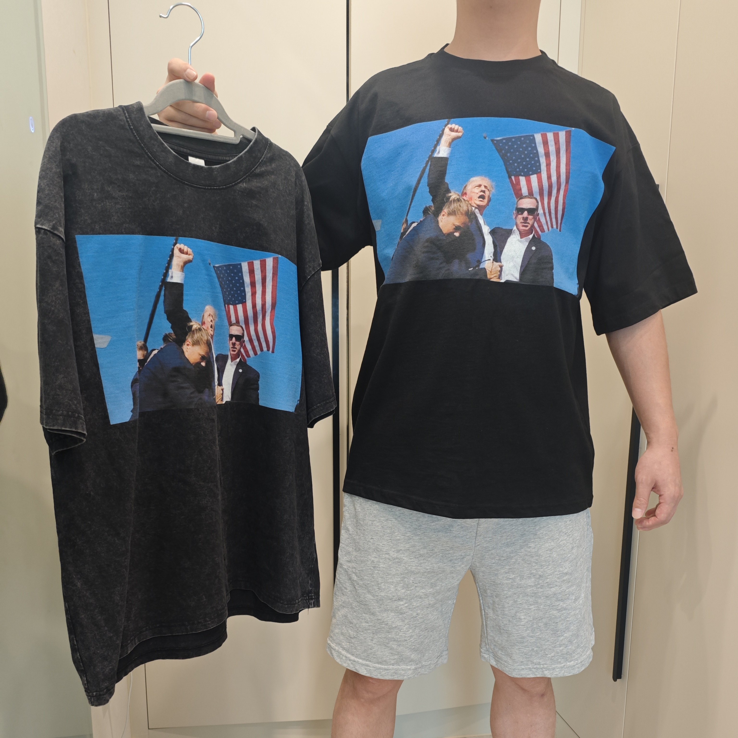 2022 Summer High Quality Streetwear Black Short Sleeve Oversized Hip Hop Acid Wash Men's T-shirt Custom T Shirt For Man