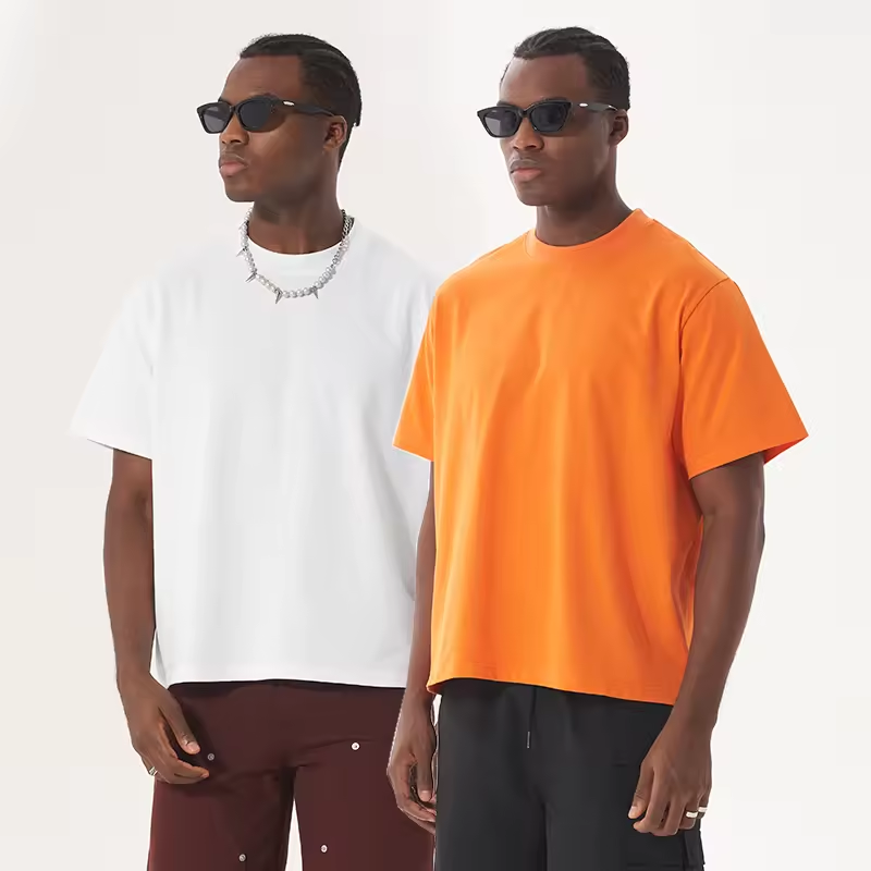 High Quality 260gsm Cotton Blank Streetwear Plain Dyed O-Neck Oversized Tshirt Custom Logo Men Plus Size Embroidery Men's TShirt