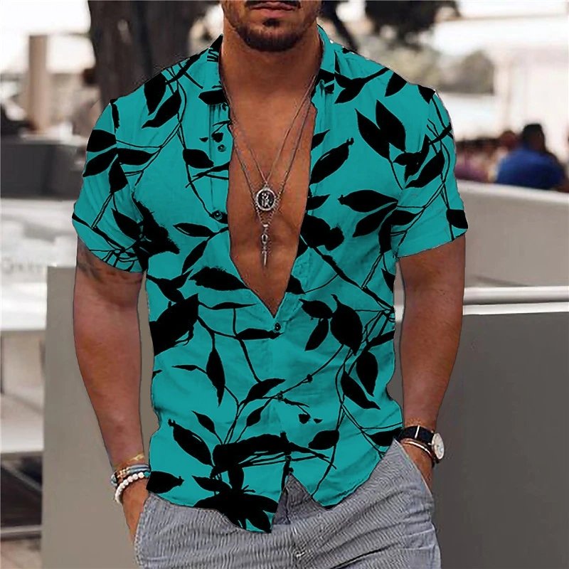 Shirt Coconut Tree 3d Print Male Shirt Party Beach Loose Hawaiian Shirt Man Clothing Casualshort Sleeves Tops