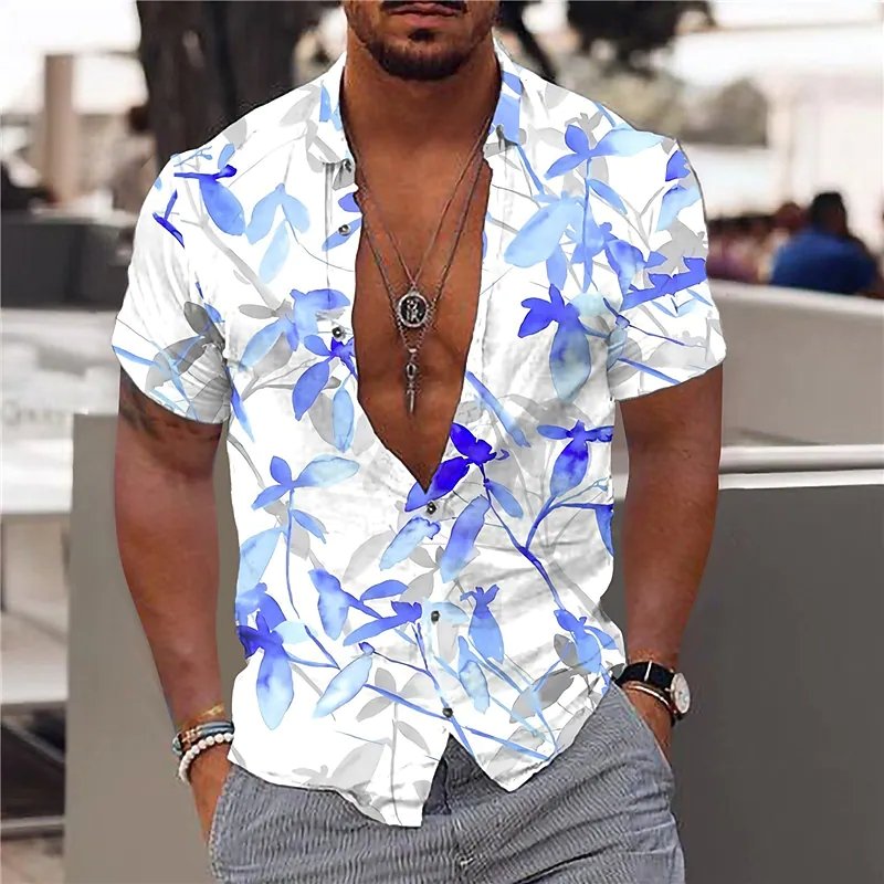 Shirt Coconut Tree 3d Print Male Shirt Party Beach Loose Hawaiian Shirt Man Clothing Casualshort Sleeves Tops