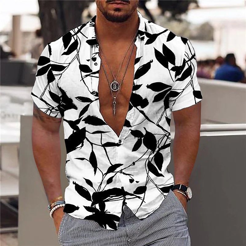 Shirt Coconut Tree 3d Print Male Shirt Party Beach Loose Hawaiian Shirt Man Clothing Casualshort Sleeves Tops