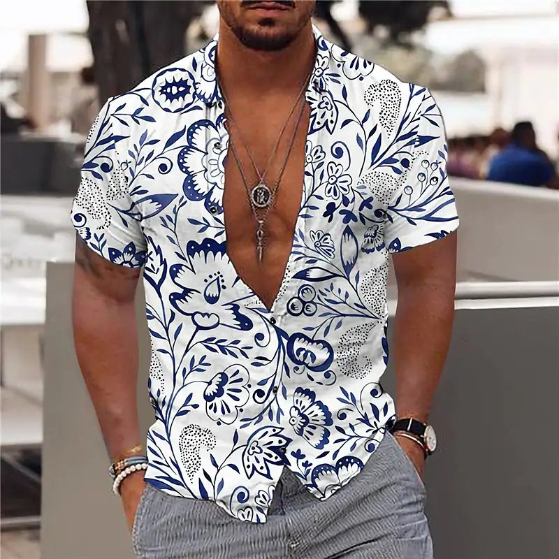 Shirt Coconut Tree 3d Print Male Shirt Party Beach Loose Hawaiian Shirt Man Clothing Casualshort Sleeves Tops