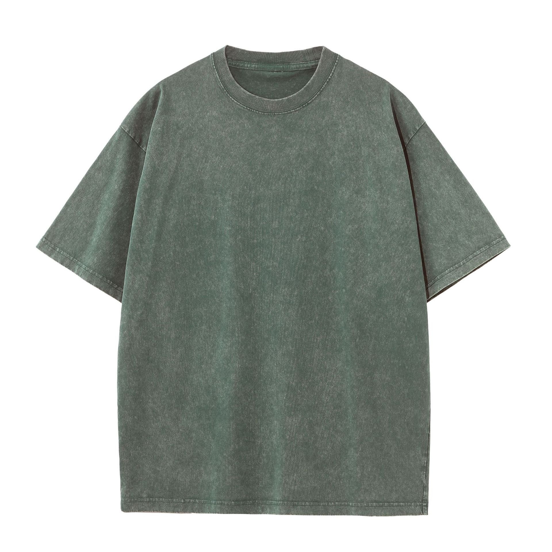 Acid Wash Cotton Jersey Tshirt Distressed T Shirt 230g Vintage Loose Fit Tee Trendy Streetwear Unisex Pure Cotton Wang Tshirt
