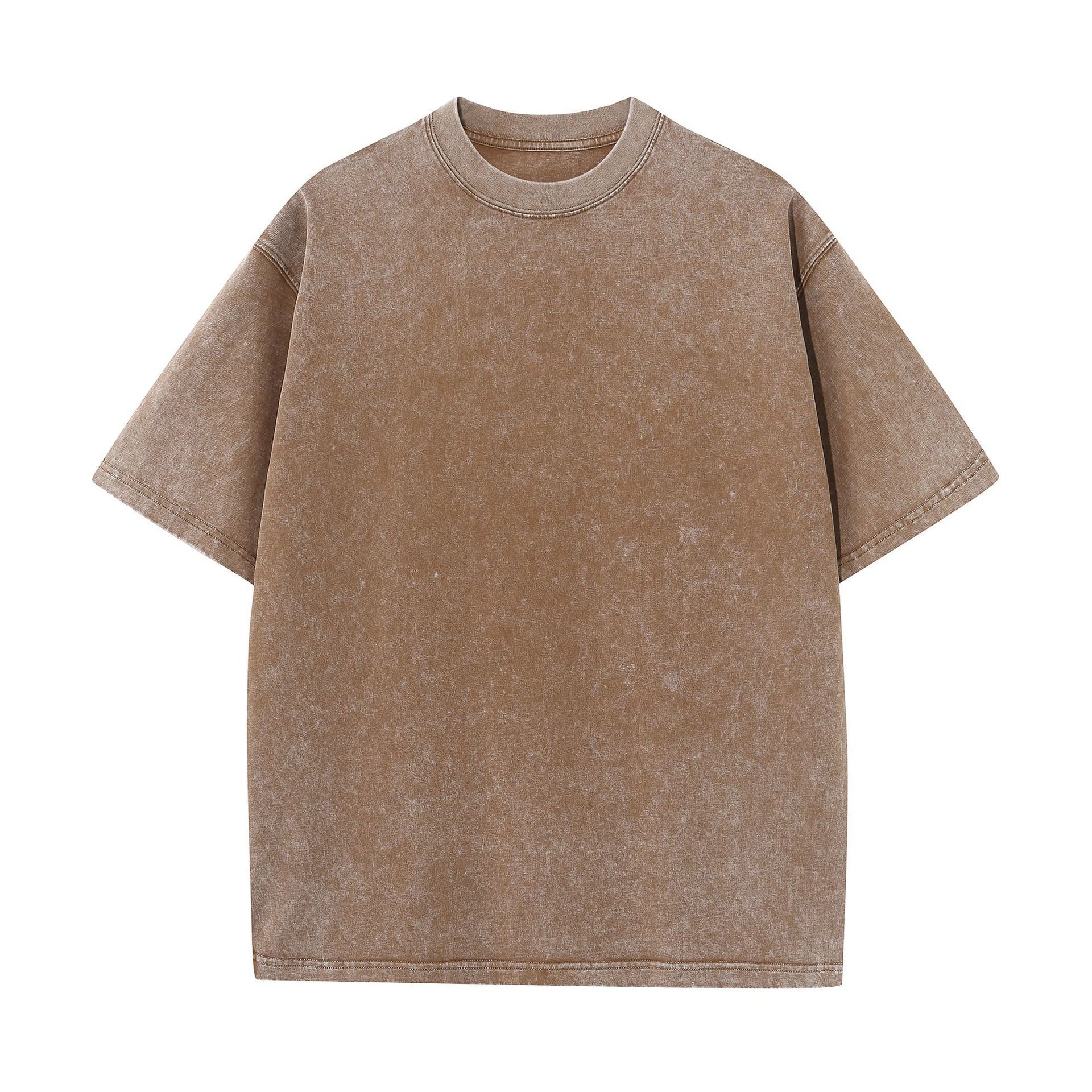 Acid Wash Cotton Jersey Tshirt Distressed T Shirt 230g Vintage Loose Fit Tee Trendy Streetwear Unisex Pure Cotton Wang Tshirt