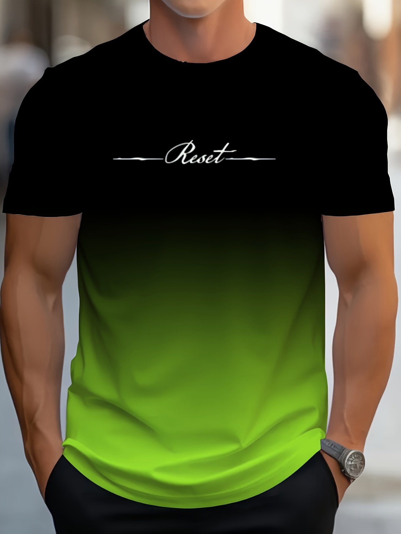 Custom O Collar Casual Fashion Letter Printing Comfortable Quick Drying Gradient Dream Color Patterned Men'S T-Shirt