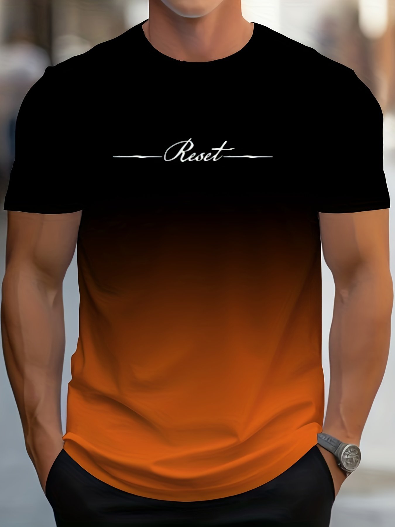 Custom O Collar Casual Fashion Letter Printing Comfortable Quick Drying Gradient Dream Color Patterned Men'S T-Shirt
