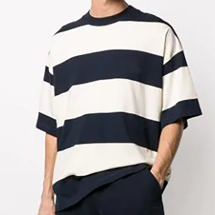 Men's 100% Ringspun Cotton Stripe Jersey Oversized Dropper Shoulder Luxury Quality Plain Streetwear Custom T shirt