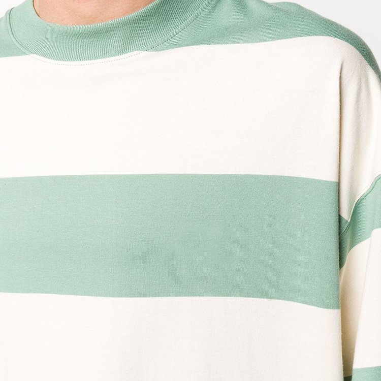 Men's 100% Ringspun Cotton Stripe Jersey Oversized Dropper Shoulder Luxury Quality Plain Streetwear Custom T shirt