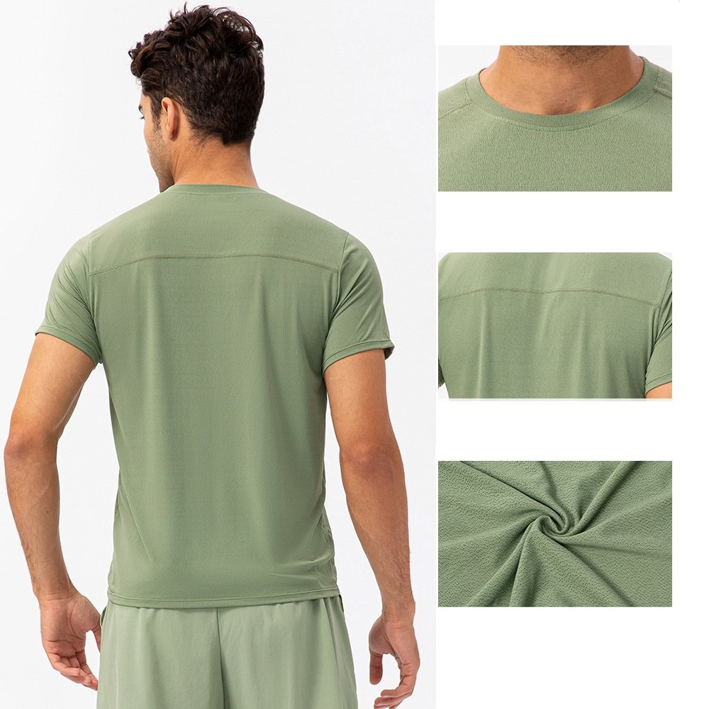 RTS Men Loose Fitting Running Quick Dry Fitness Clothes Round Neck Sleeved Men's T Shirt Sweat Breathable Leisure Short T-shirts