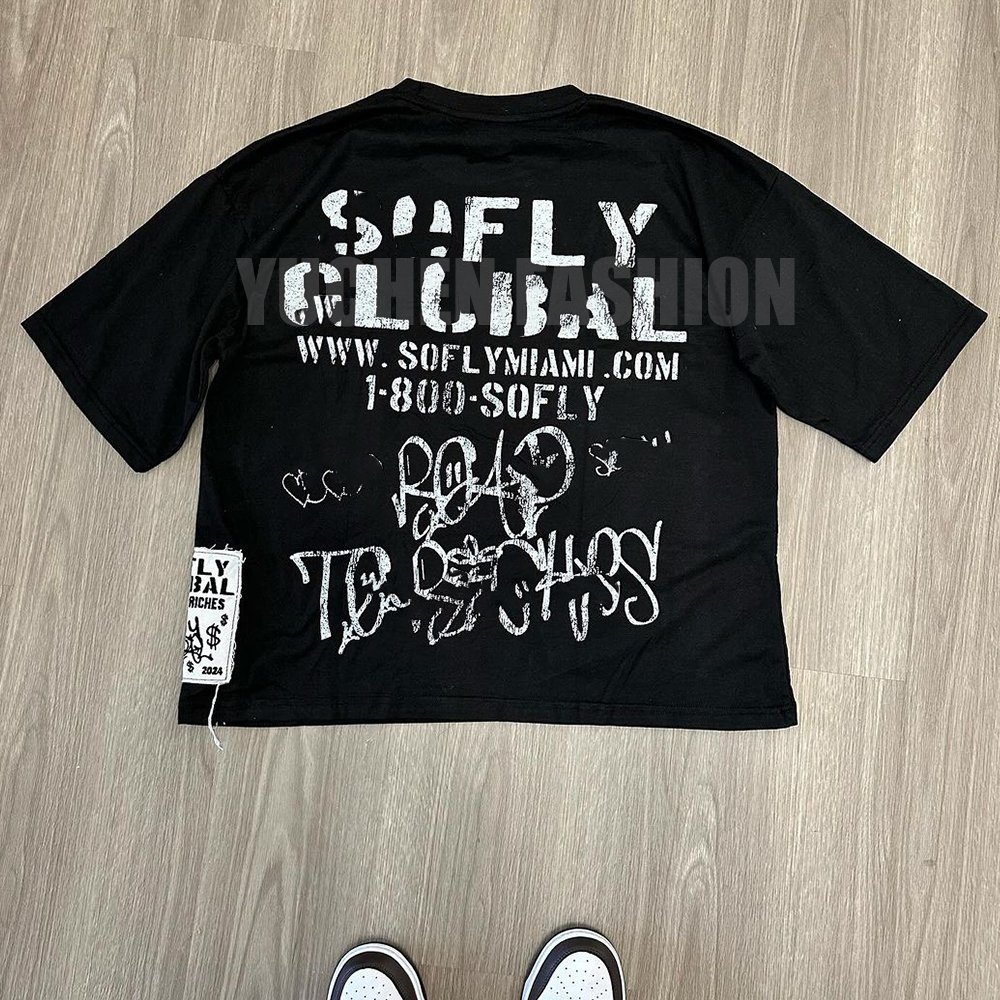Custom Streetwear 300gsm Heavyweight Boxy Tshirt Screen Print Distressed Embroidery Patch Cropped Graphic T Shirt For Men