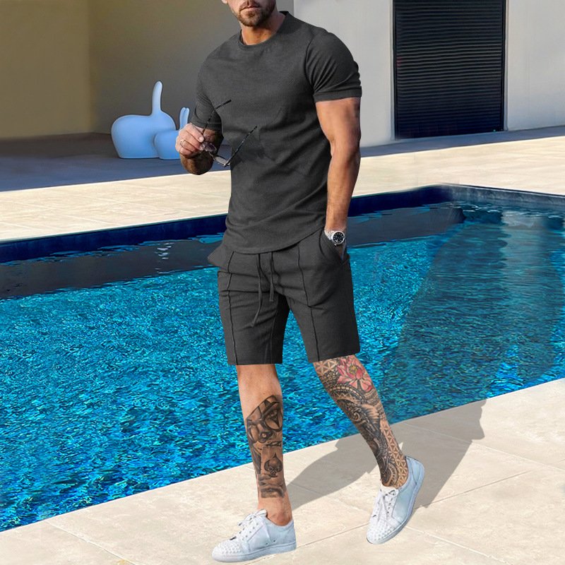 Custom Logo 2 Piece Set Men Casual Outfits Short Sleeve T Shirt and Shorts Two Piece Set Summer Clothing 2023