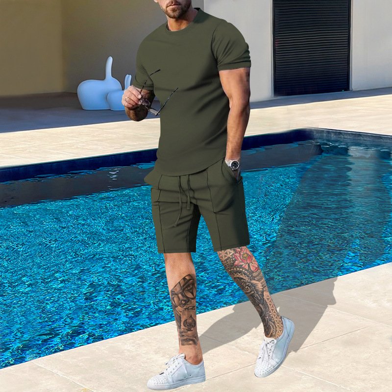 Custom Logo 2 Piece Set Men Casual Outfits Short Sleeve T Shirt and Shorts Two Piece Set Summer Clothing 2023