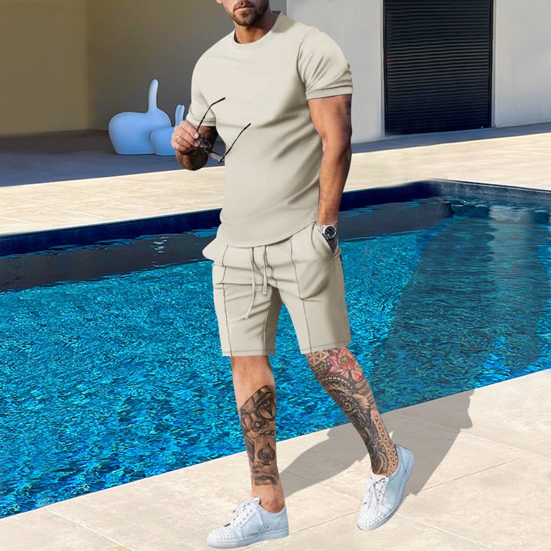 Custom Logo 2 Piece Set Men Casual Outfits Short Sleeve T Shirt and Shorts Two Piece Set Summer Clothing 2023