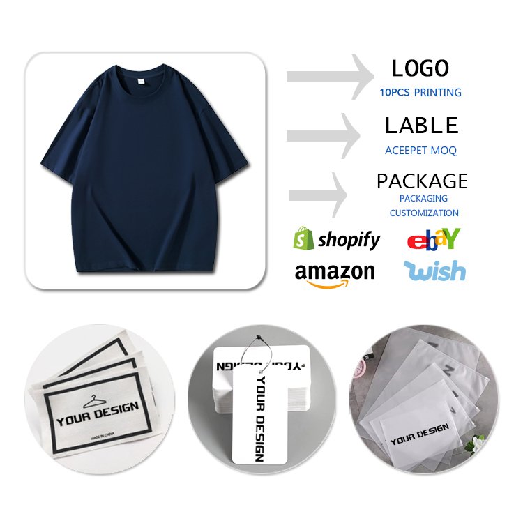 210GWholesale Heavyweight Personalize Logo Unisex Screen Print Clothes For Men T-shirt Branded