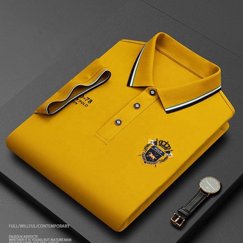 Short Sleeve Embroidered Men's T-shirts Plus Size Plain Business Polo Golf Shirts High Quality Breathable Summer for Men Vintage