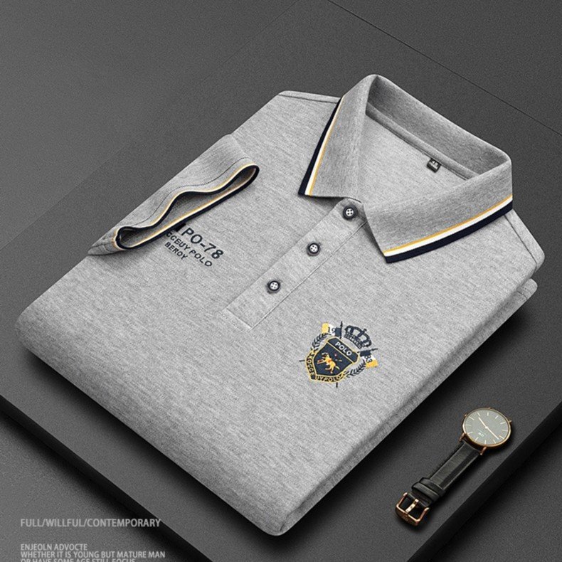 Short Sleeve Embroidered Men's T-shirts Plus Size Plain Business Polo Golf Shirts High Quality Breathable Summer for Men Vintage