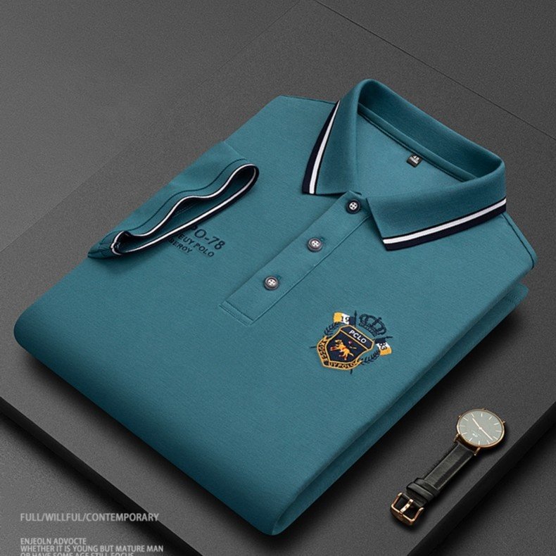 Short Sleeve Embroidered Men's T-shirts Plus Size Plain Business Polo Golf Shirts High Quality Breathable Summer for Men Vintage