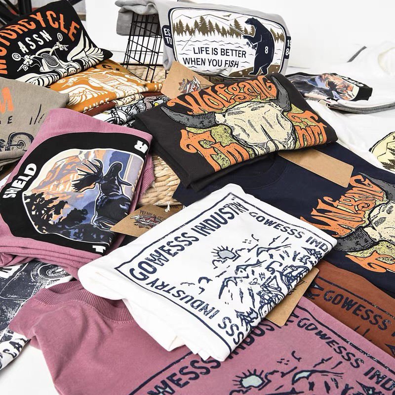 Wholesale Men's T-shirt High Quality Oversize Heavy Weight Custom T-shirt Solid Color 100% Cotton Printing Men's T-shirt