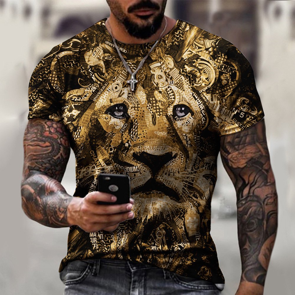 3D Print T Shirt Summer Fashion Casual T-shirt Retro Warrior Head 3D Printed Short-sleeved T-shirt