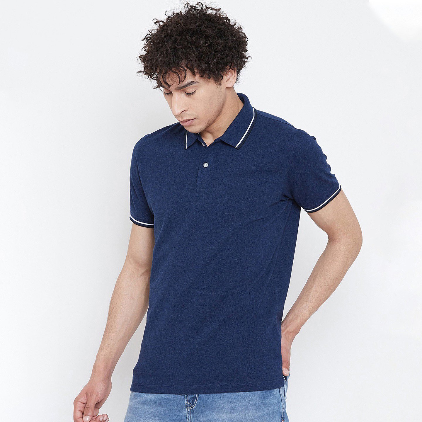 High Quality Men's Polo Shirts Blue Cotton Short Sleeve Embroidery Wholesale Solid Print Design Knitted Fabric