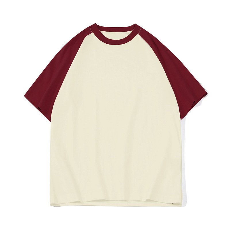 Custom Logo Men's T-Shirts Cotton Streetwear Raglan Sleeve T-Shirt Trendy Men's T-Shirts with Comfortable Fit