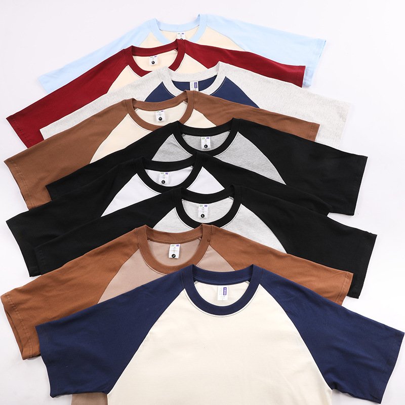 Custom Logo Men's T-Shirts Cotton Streetwear Raglan Sleeve T-Shirt Trendy Men's T-Shirts with Comfortable Fit