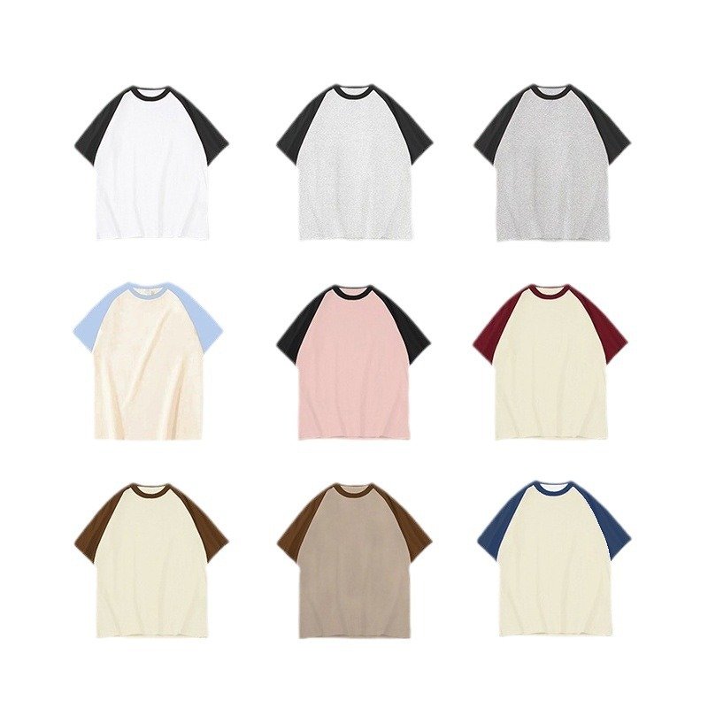Custom Logo Men's T-Shirts Cotton Streetwear Raglan Sleeve T-Shirt Trendy Men's T-Shirts with Comfortable Fit