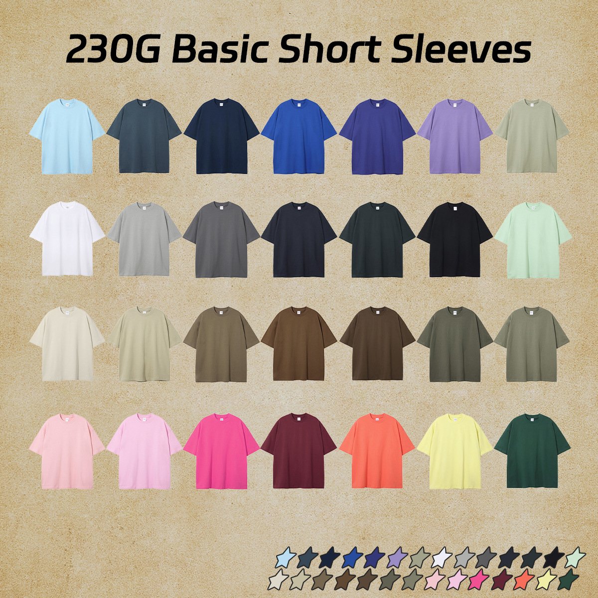 Summer New Product Trendy Brand 230G Double Yarn Pure Cotton Short Sleeve Men's T-shirt Large Men's T-shirt