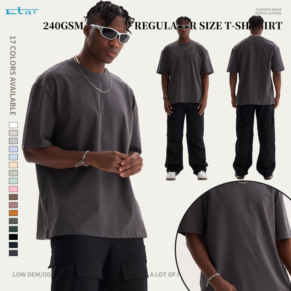 summer wholesale regular cotton men's t-shirts blank plain casual street wear custom t shirt for men