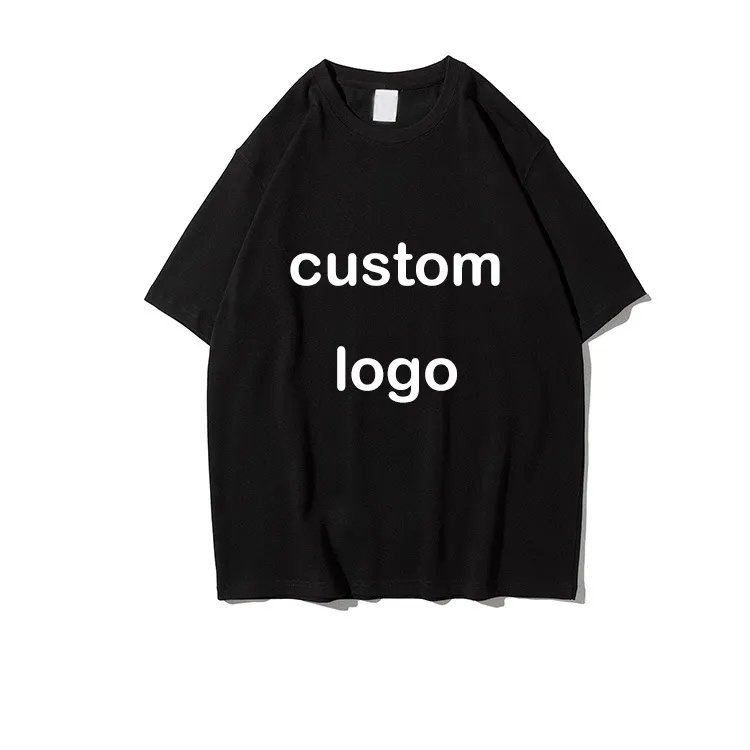 Customized Black Printed Oversized Blank Unisex Silk Pima Cotton Men's Thick T-Shirt