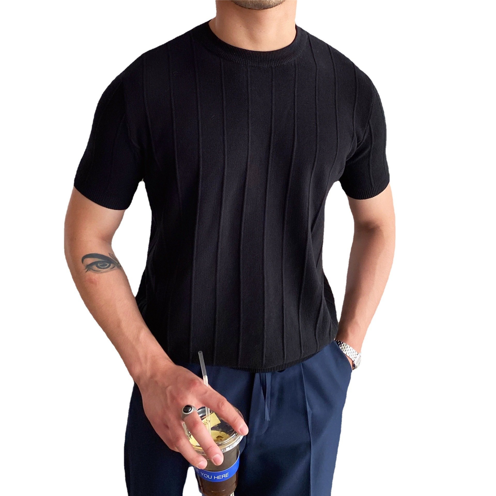 New Short Sleeve T-shirt for Men's Summer Fashion Simple Half Sleeve Breathable Loose Relaxed Fashion Brand T-shirt