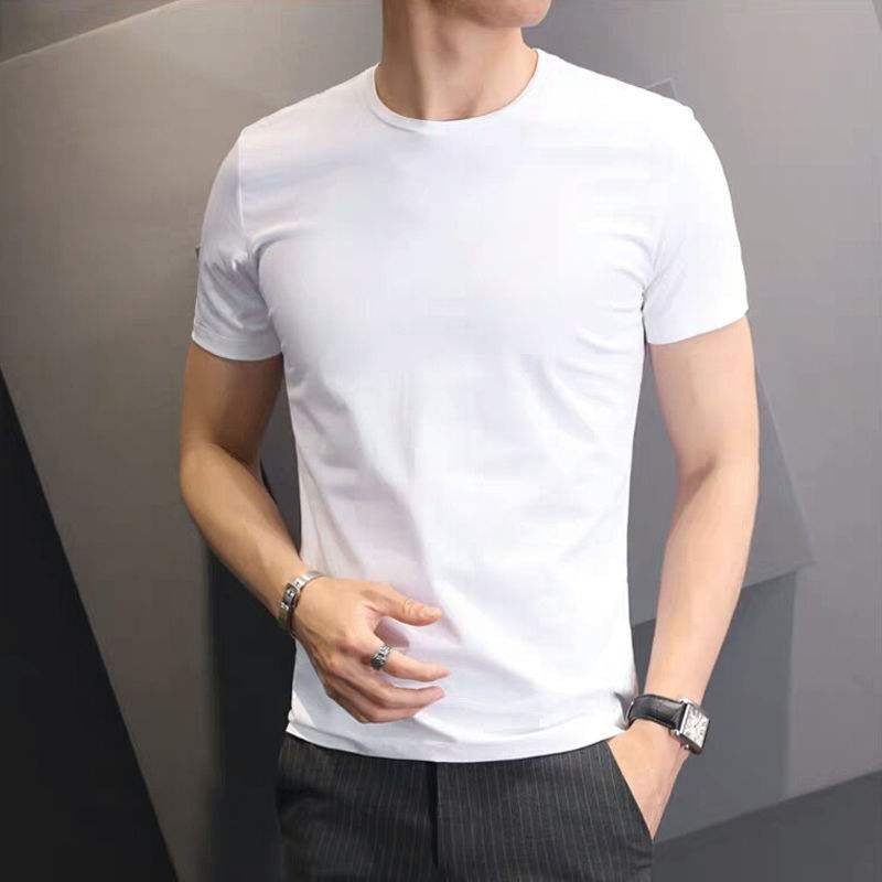 Custom 100% Cotton Men's Short Sleeve T-Shirt Black Printed Dress Designs Embroidered Turtleneck Solid Puff Printing Techniques