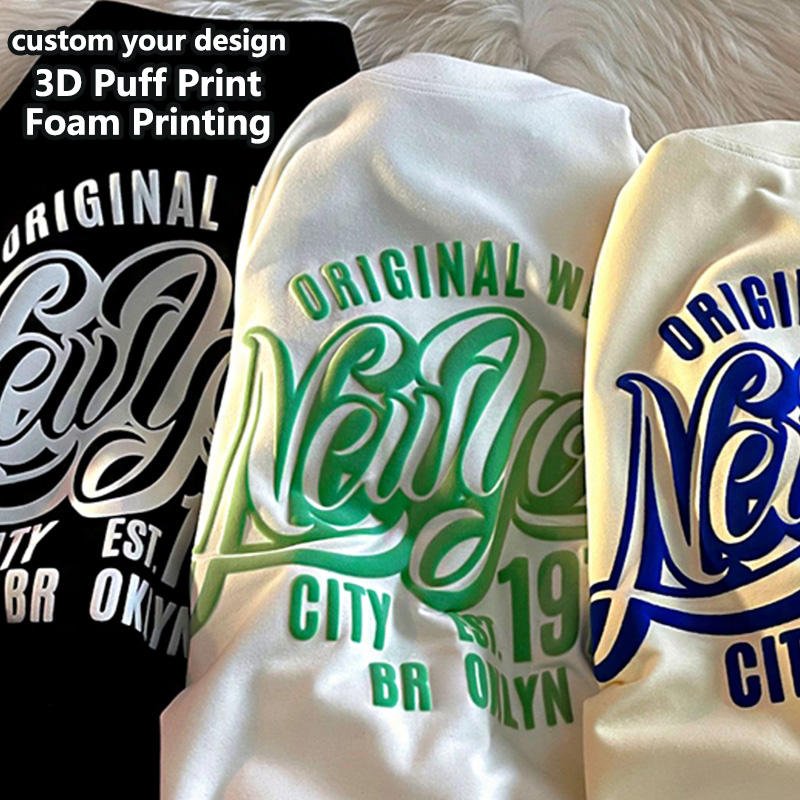 Latest designer Streetwear 3d puff print tshirts 100% cotton Printing Your Brand logo plus size men's t-shirt