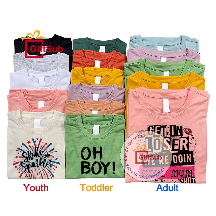 Summer Heat Press Sublimation Blank US Plus Size Polyester Cotton Feel Shirt Pastel Colors Short Sleeve Plain Men's T-shirts