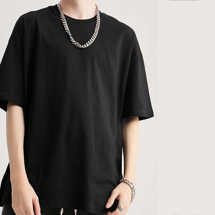 2023 New Cotton Loose Solid Color Short-sleeved Blank Shirt Men's Fashion Latest Design T-shirt