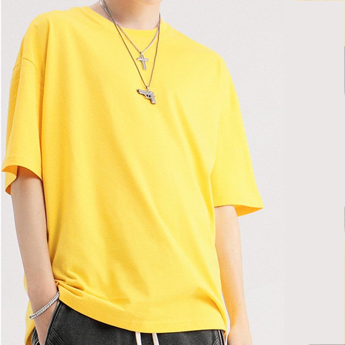 2023 New Cotton Loose Solid Color Short-sleeved Blank Shirt Men's Fashion Latest Design T-shirt