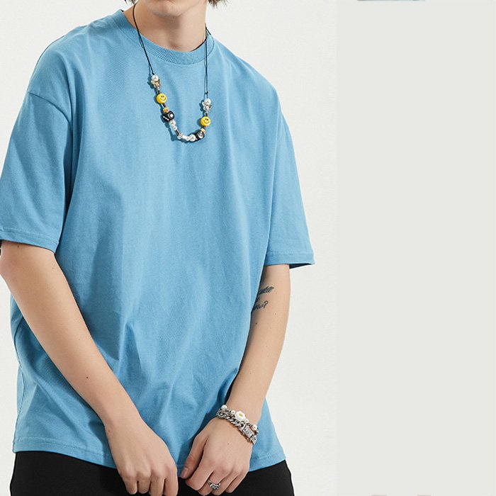 2023 New Cotton Loose Solid Color Short-sleeved Blank Shirt Men's Fashion Latest Design T-shirt