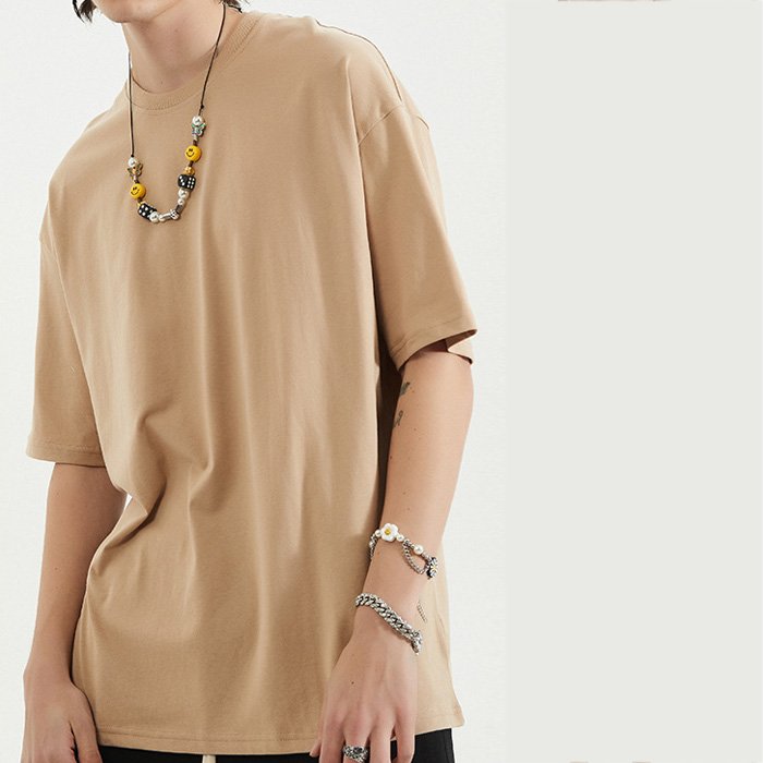 2023 New Cotton Loose Solid Color Short-sleeved Blank Shirt Men's Fashion Latest Design T-shirt