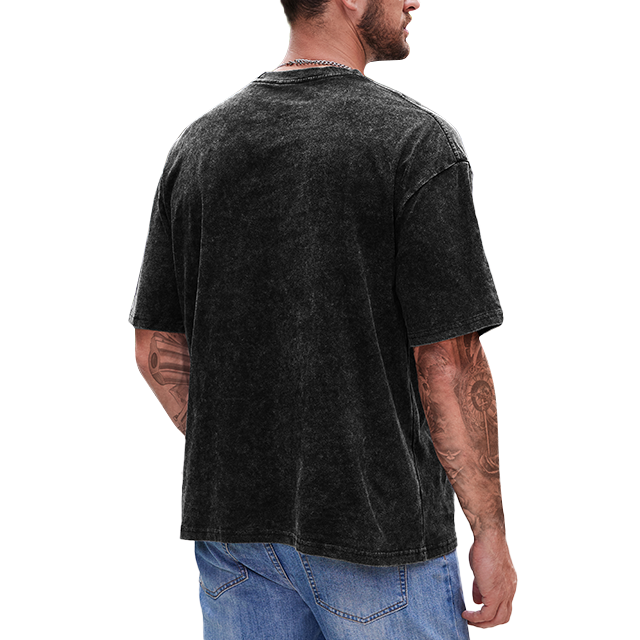 Wholesale men Acid Washed t-shirt oversize American flag star outline print Drop Shoulder t shirt cotton vintage men's t-shirts