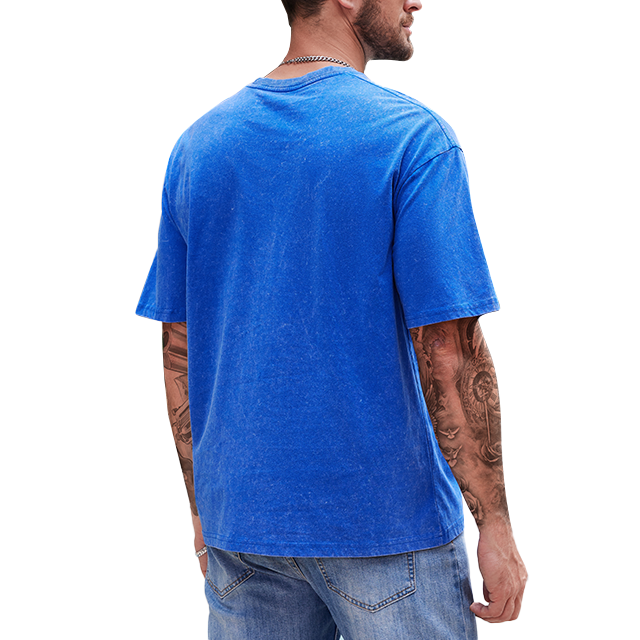 Wholesale men Acid Washed t-shirt oversize American flag star outline print Drop Shoulder t shirt cotton vintage men's t-shirts