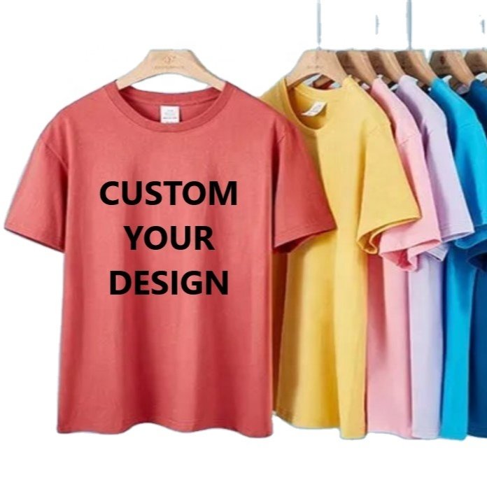 160 gsm 100% cotton short sleeve Plain T-shirt for Heat Transfers DTG Embroidered Logo Screen Printing Custom tagless T shirt