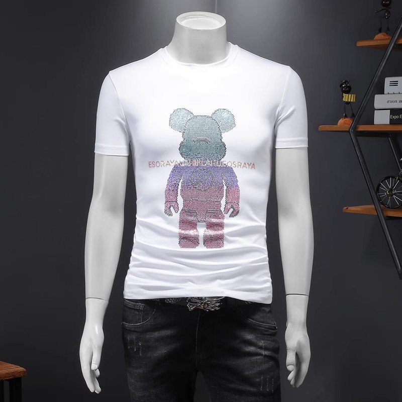 European Size Men Short Sleeve O-neck T-shirt Solid Color Simple Loose Casual Hot Sale Polyester Men's Pullover T-shirt